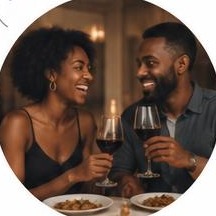 A couple toasting on a date night