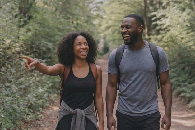 A couple hiking on the weekend